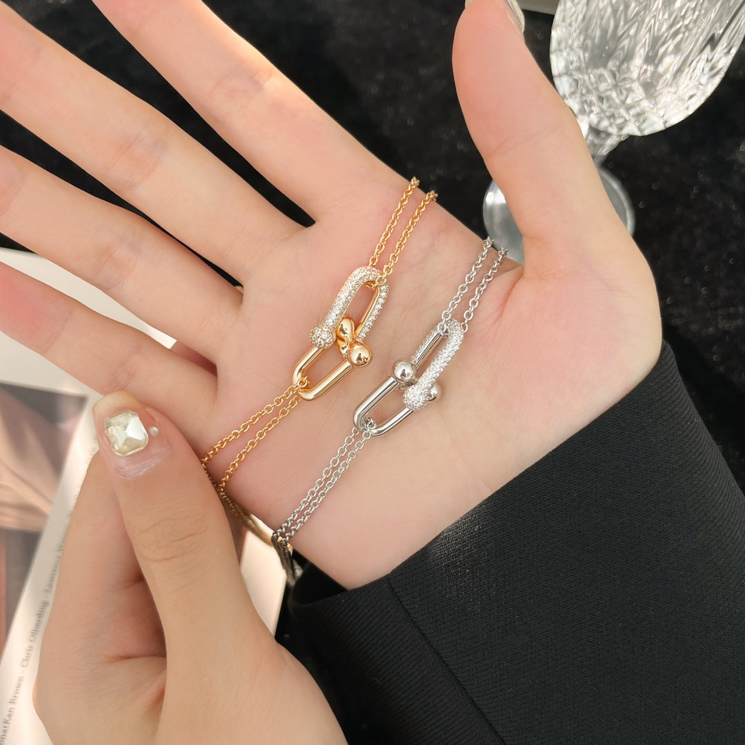 [Renovia Jewelry]HARDWEAR DIAMOND PEDANT DOUBLE CHAIN NECKLACE