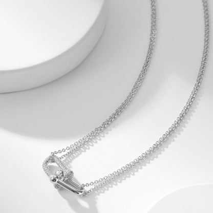 [Renovia Jewelry]HARDWEAR DIAMOND PEDANT DOUBLE CHAIN NECKLACE