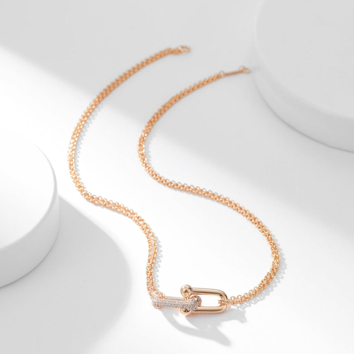 [Renovia Jewelry]HARDWEAR DIAMOND PEDANT DOUBLE CHAIN NECKLACE