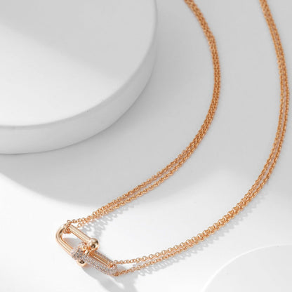 [Renovia Jewelry]HARDWEAR DIAMOND PEDANT DOUBLE CHAIN NECKLACE