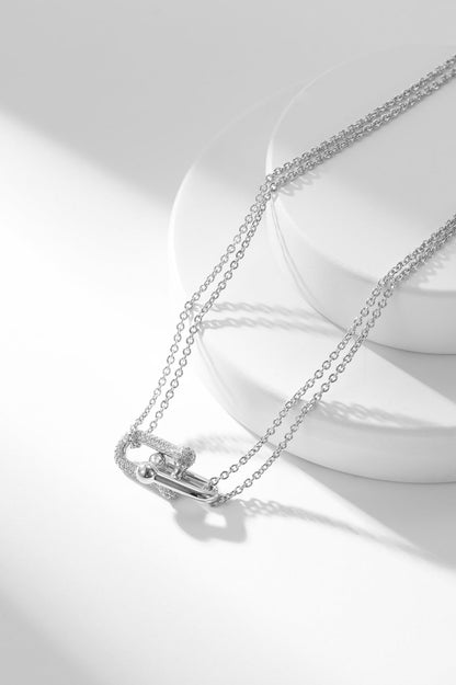 [Renovia Jewelry]HARDWEAR DIAMOND PEDANT DOUBLE CHAIN NECKLACE