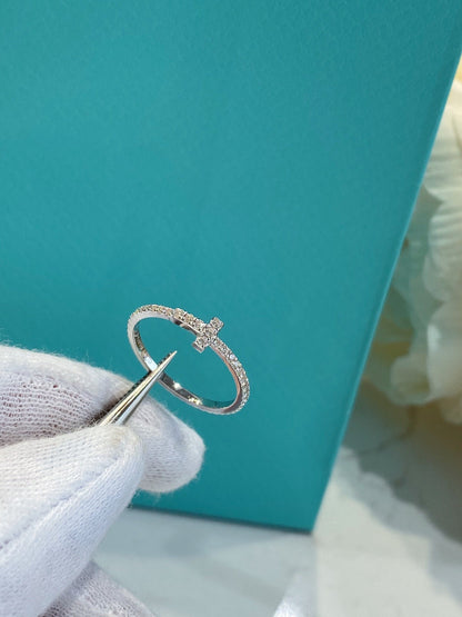 [Renovia Jewelry]T SMALL RING DIAMOND SILVER
