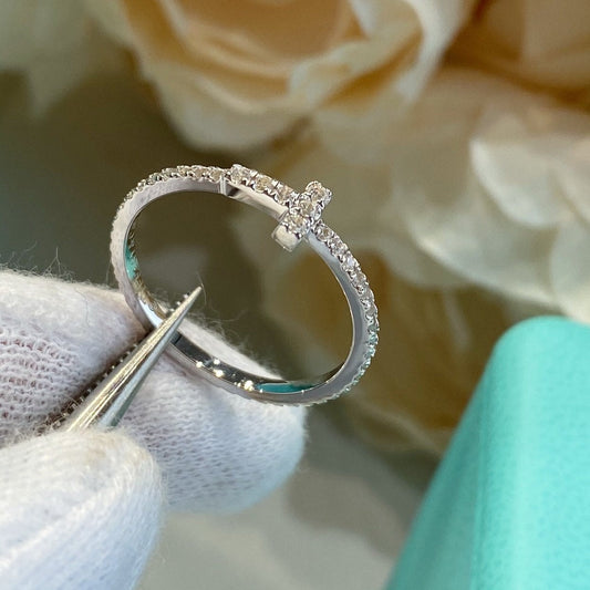 [Renovia Jewelry]T SMALL RING DIAMOND SILVER