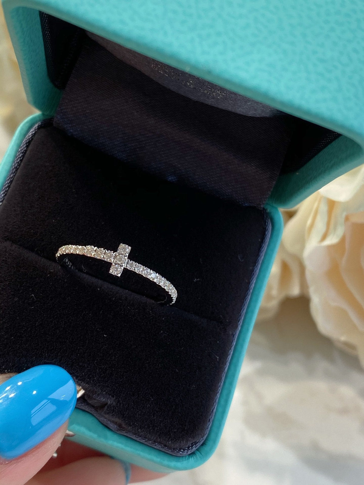 [Renovia Jewelry]T SMALL RING DIAMOND SILVER