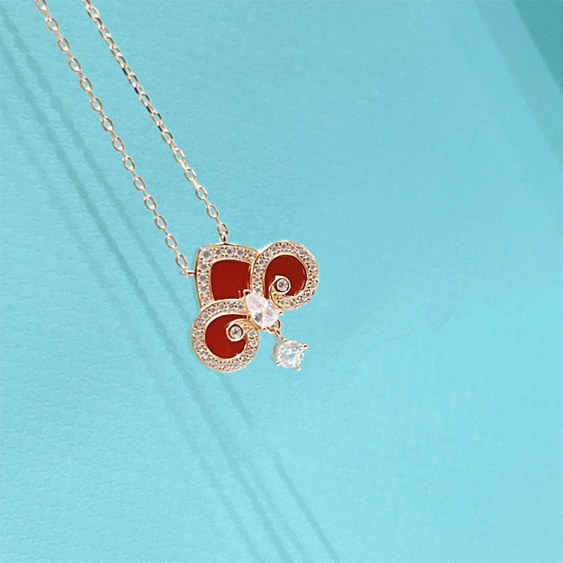 [Renovia Jewelry]FLEUR DE LIS PINK GOLD DIAMOND NECKLACE