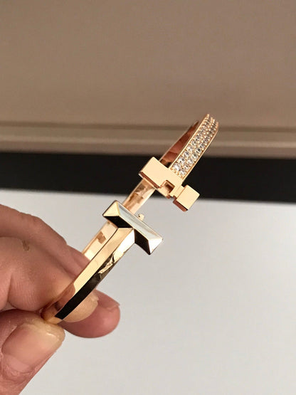 [Renovia Jewelry]T1 WIDE DIAMOND HINGED BANGLE PINK GOLD