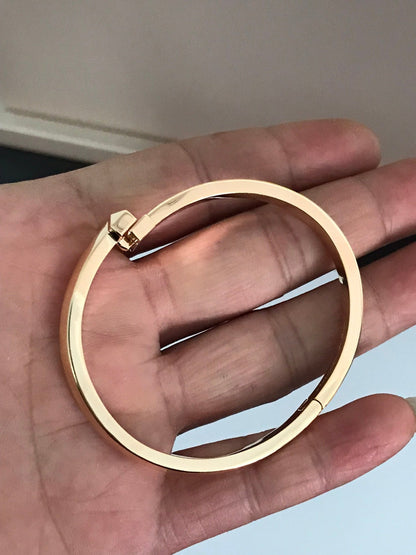[Renovia Jewelry]T1 WIDE DIAMOND HINGED BANGLE PINK GOLD