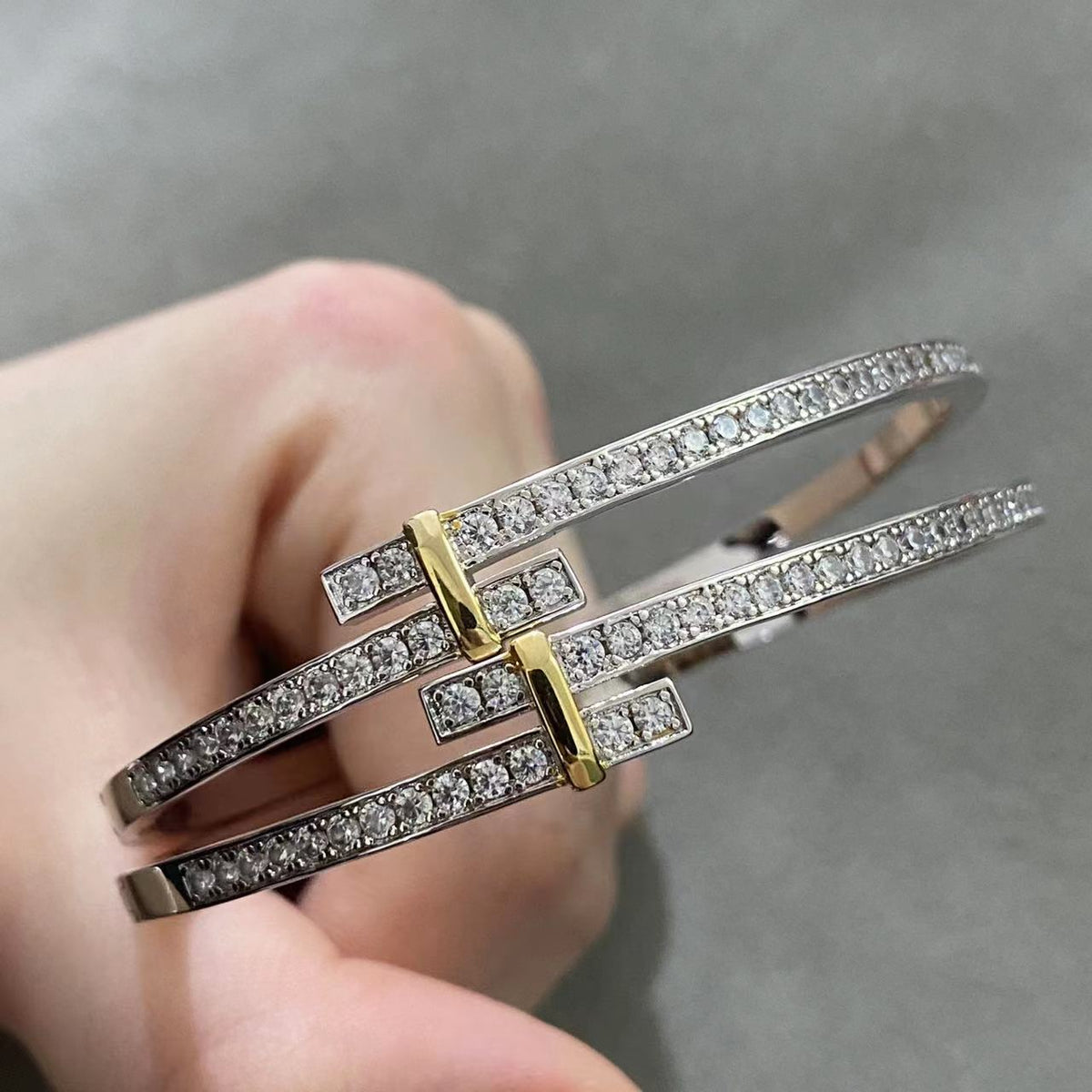 [Renovia Jewelry]EDGE DIAMOND GOLD SILVER BRACELET