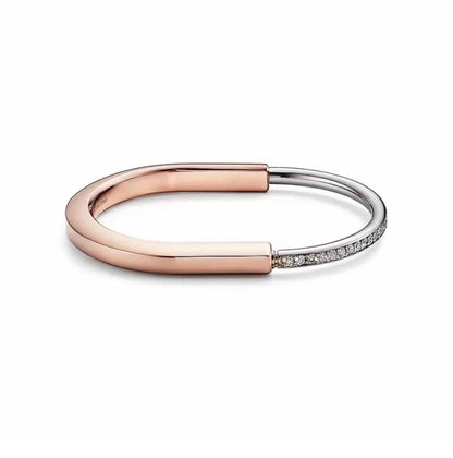 [Renovia Jewelry]LOCK PINK GOLD SILVER DIAMOND BRACELET