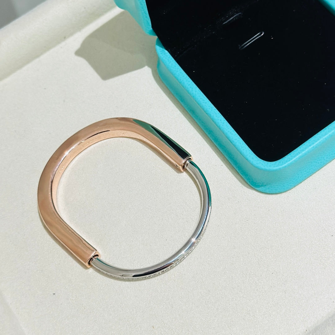 [Renovia Jewelry]LOCK PINK GOLD SILVER DIAMOND BRACELET