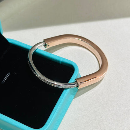 [Renovia Jewelry]LOCK PINK GOLD SILVER DIAMOND BRACELET