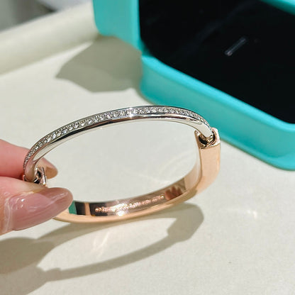 [Renovia Jewelry]LOCK PINK GOLD SILVER DIAMOND BRACELET