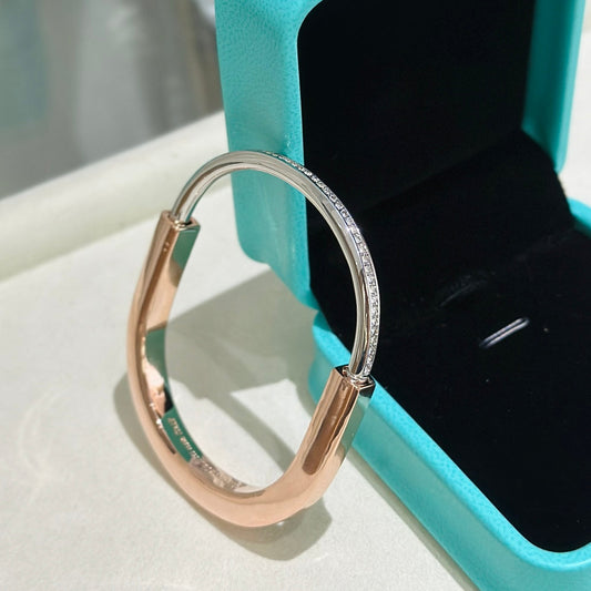 [Renovia Jewelry]LOCK PINK GOLD SILVER DIAMOND BRACELET