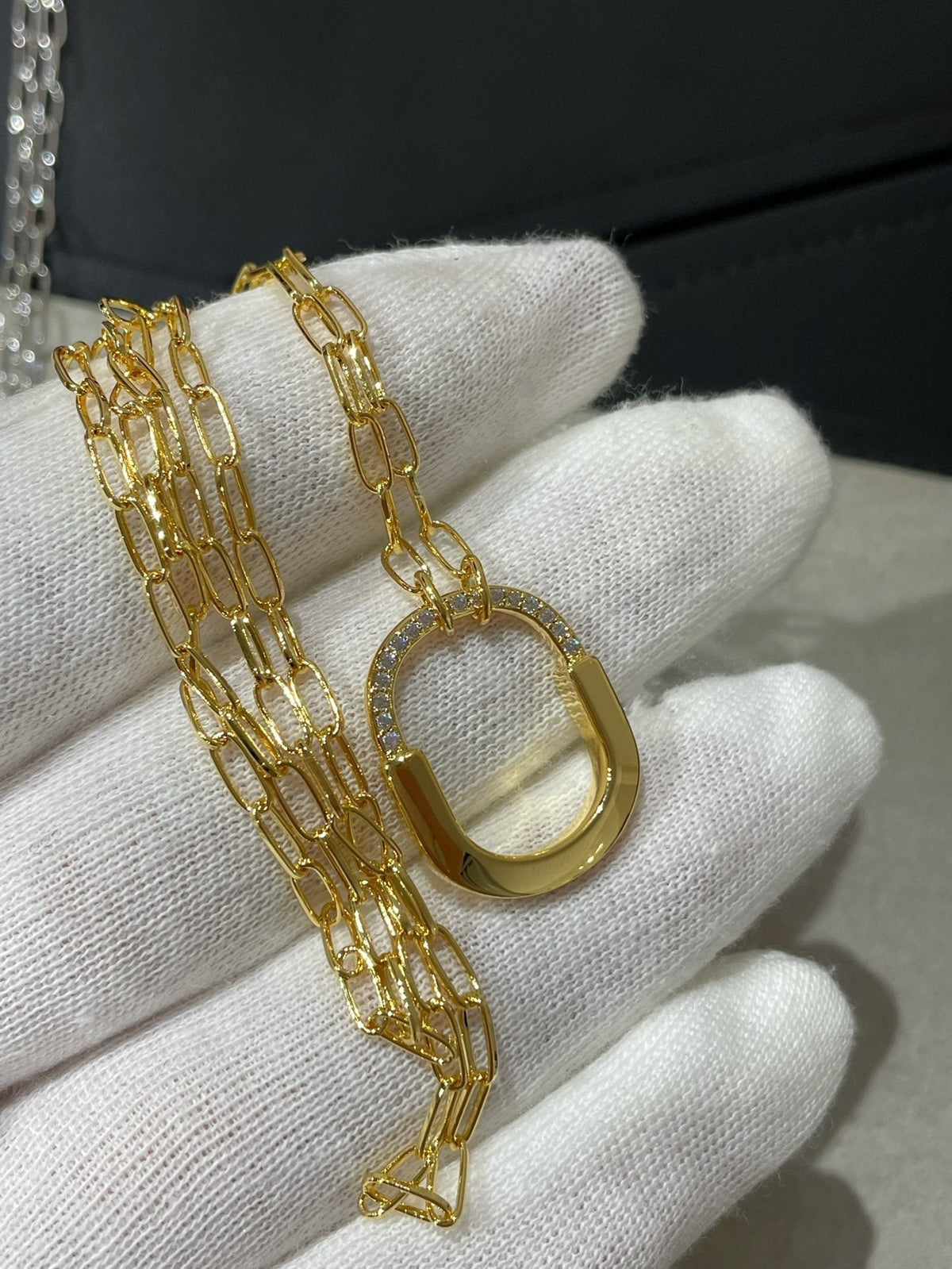 [Renovia Jewelry]LOCK MEDIUM PENDANT DIAMOND NECKLACE