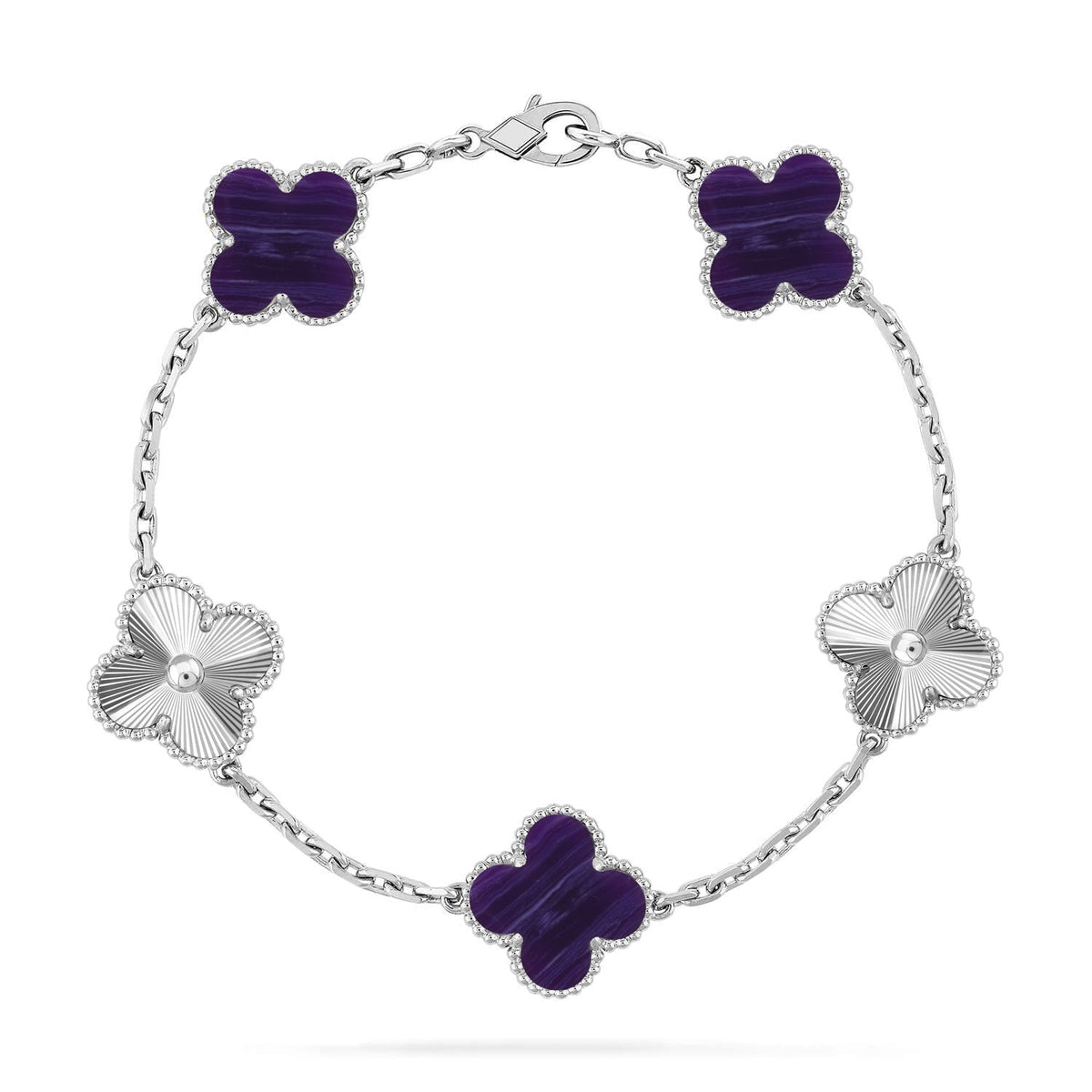 [Renovia Jewelry]CLOVER 5 MOTIF PURPLE STRIPES BRACELET COLLECTION
