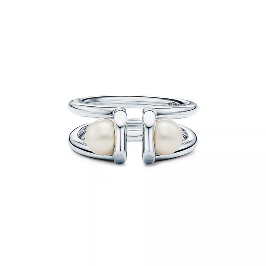 [Renovia Jewelry]DOUBLE PEARL SILVER RING