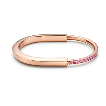 [Renovia Jewelry]LOCK BRACELET ROSE DIAMOND PINK GOLD