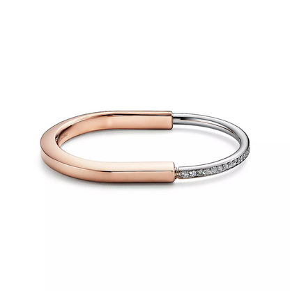 [Renovia Jewelry]LOCK BRACELET ROSE AND WHITE GOLD DIAMOND