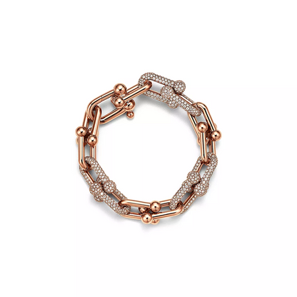 [Renovia Jewelry]HARDWEAR LARGE LINK PINK GOLD PAVED DIAMOND BRACELET