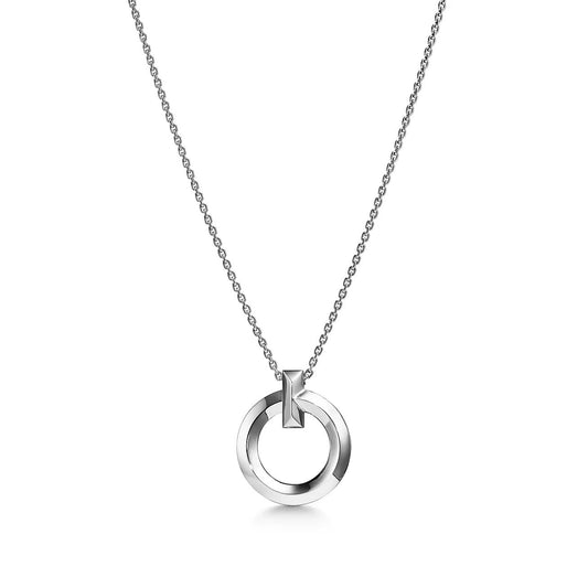 [Renovia Jewelry]T CIRCLE PENDENT SILVER NECKLACE