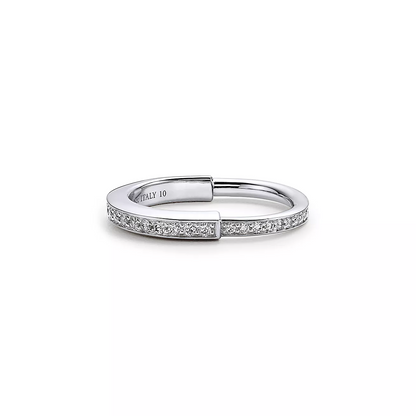 [Renovia Jewelry]LOCK RING SILVER DIAMOND PAVED