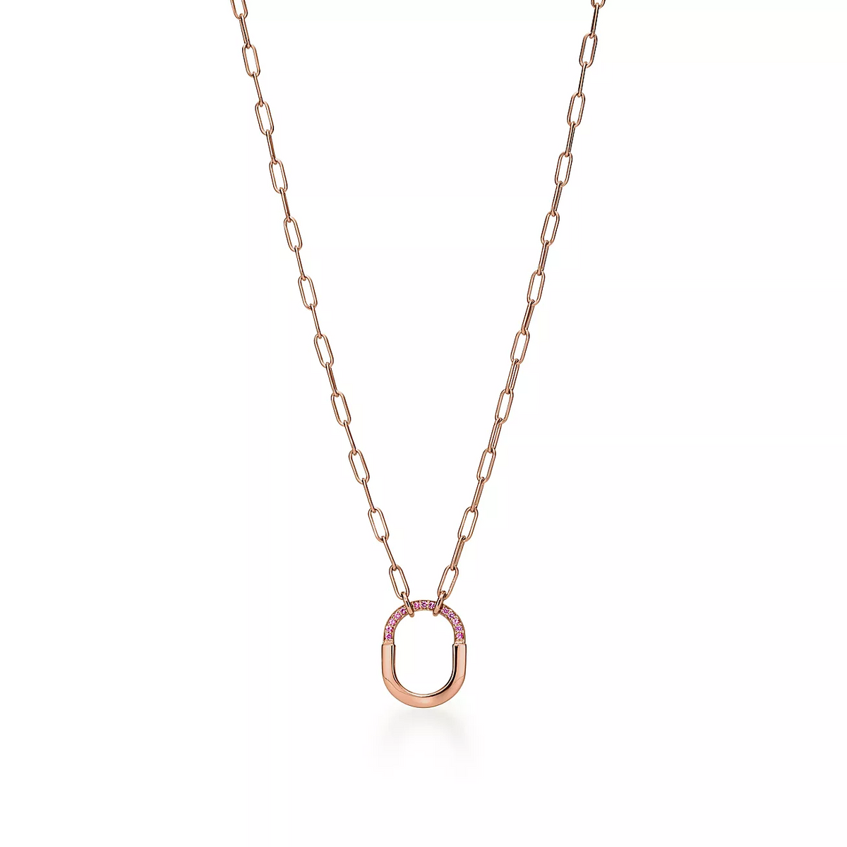 [Renovia Jewelry]LOCK SMALL PENDANT PINK DIAMOND PINK GOLD NECKLACE
