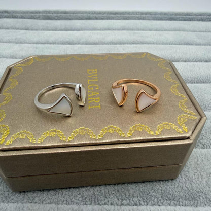 [Renovia Jewelry]FAN SHAPE DOUBLE SHELL OPEN RING