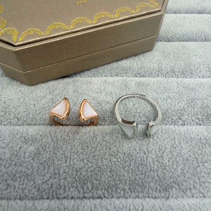 [Renovia Jewelry]FAN SHAPE DOUBLE SHELL OPEN RING