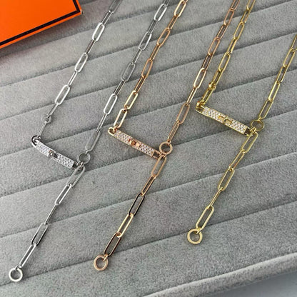 [Renovia Jewelry]FULL PAVE PIG NOSE CLASP NECKLACE