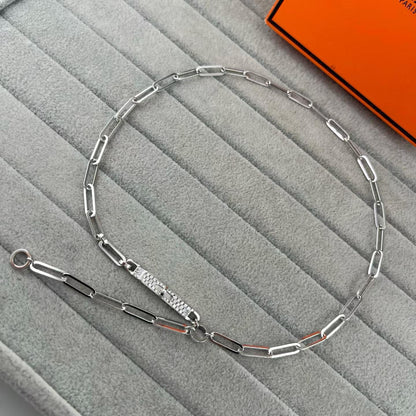 [Renovia Jewelry]FULL PAVE PIG NOSE CLASP NECKLACE