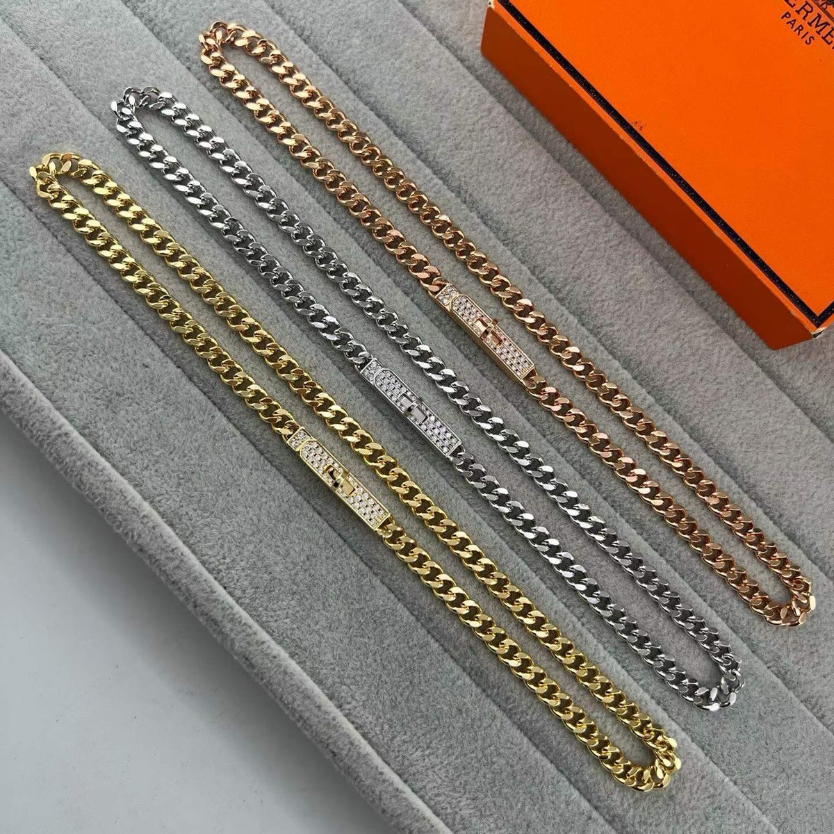 [Renovia Jewelry]FULL PAVE PIG NOSE BELT NECKLACE