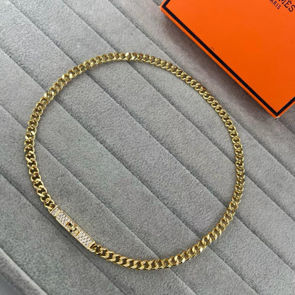 [Renovia Jewelry]FULL PAVE PIG NOSE BELT NECKLACE