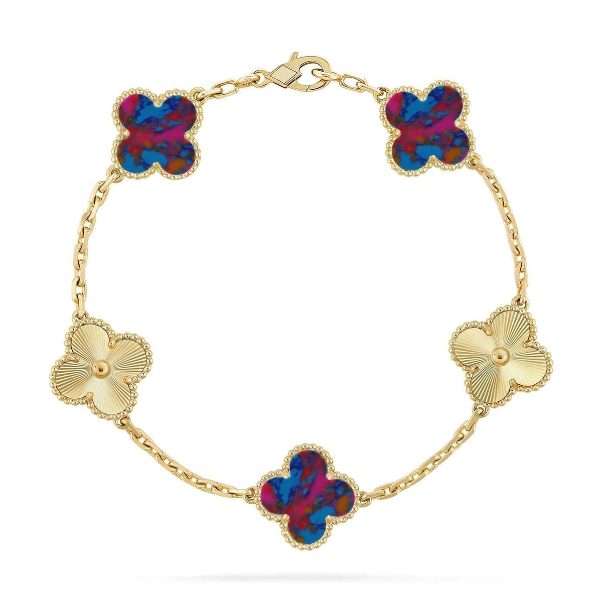 [Renovia Jewelry]CLOVER 5 MOTIF COLOR GEMSTONES BRACELET COLLECTION
