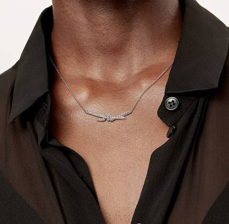 [Renovia Jewelry]KNOT PENDANT SILVER DIAMOND NECKLACE