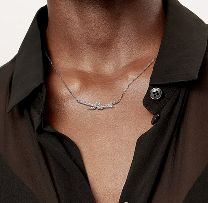 [Renovia Jewelry]KNOT PENDANT SILVER DIAMOND NECKLACE