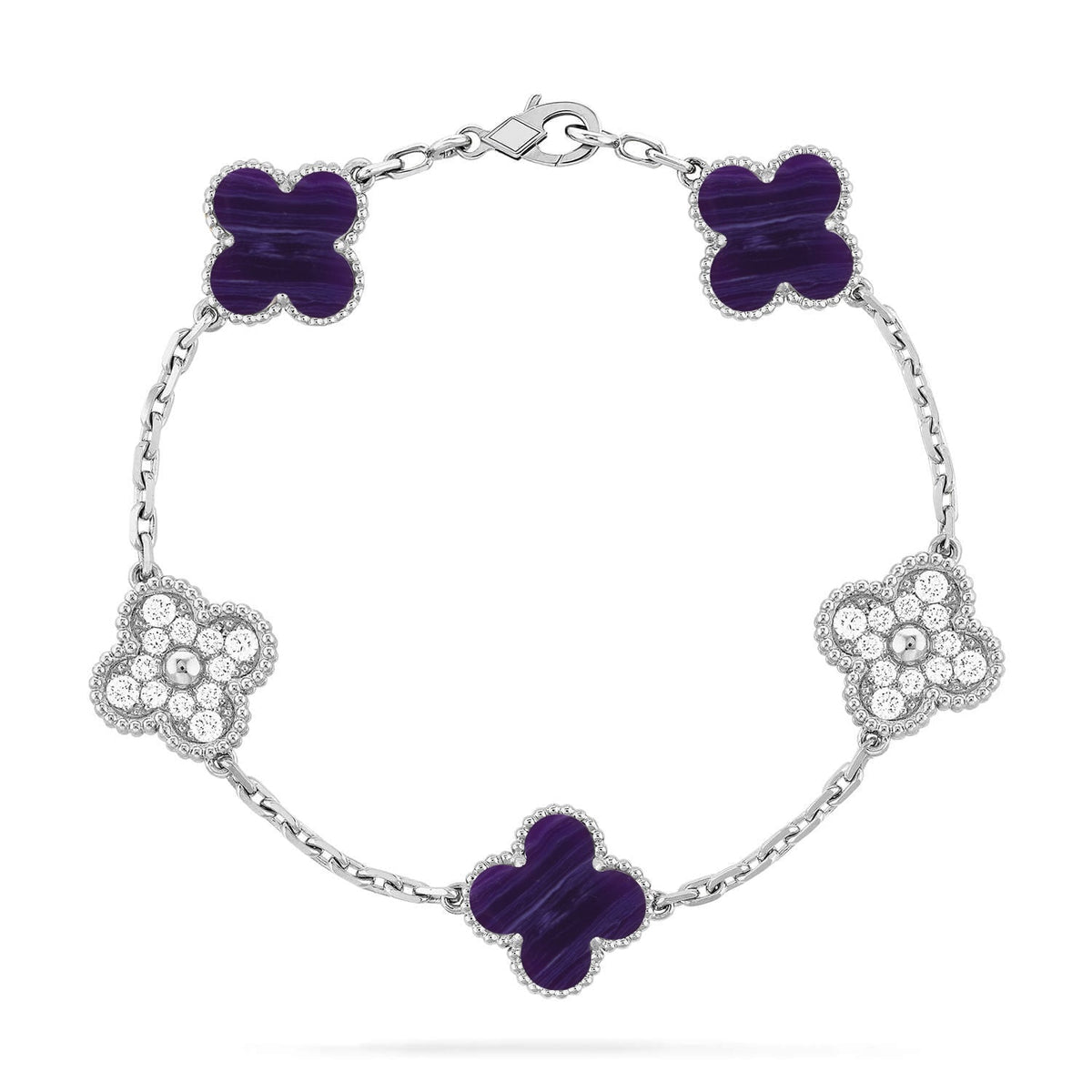 [Renovia Jewelry]CLOVER 5 MOTIF PURPLE STRIPES BRACELET COLLECTION