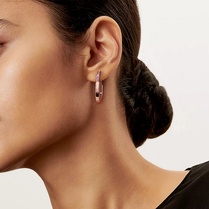 [Renovia Jewelry]LOCK MEDIUM PINK DIAMOND PINK GOLD EARRINGS