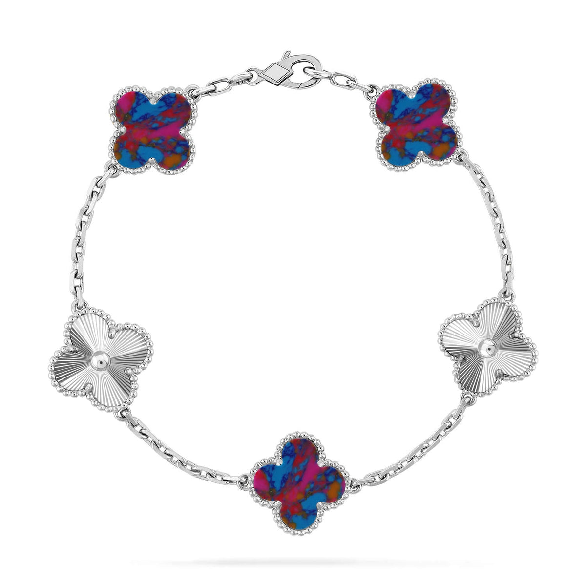 [Renovia Jewelry]CLOVER 5 MOTIF COLOR GEMSTONES BRACELET COLLECTION