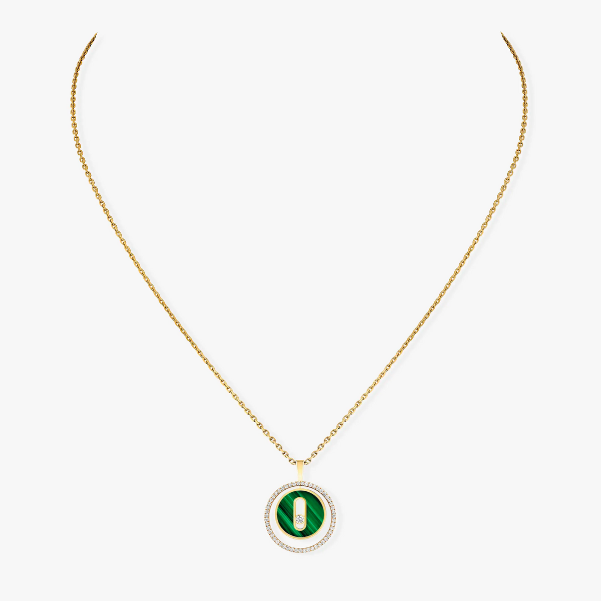 [Renovia Jewelry]LUCKY MOVE 1 DIAMOND MALACHITE GOLD DIAMOND NECKLACE
