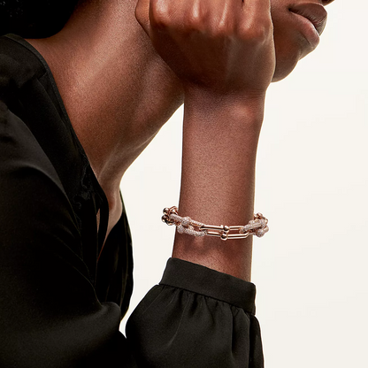 [Renovia Jewelry]HARDWEAR LARGE LINK PINK GOLD PAVED DIAMOND BRACELET