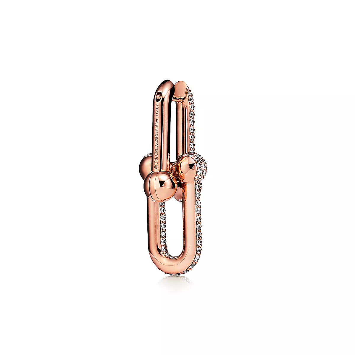 [Renovia Jewelry]LARGE LINK EARRINGS PINK GOLD WITH PAVED DIAMONDS