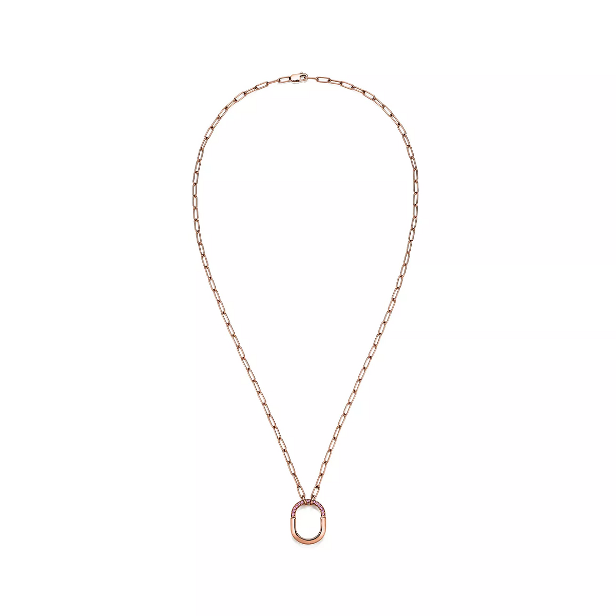 [Renovia Jewelry]LOCK SMALL PENDANT PINK DIAMOND PINK GOLD NECKLACE