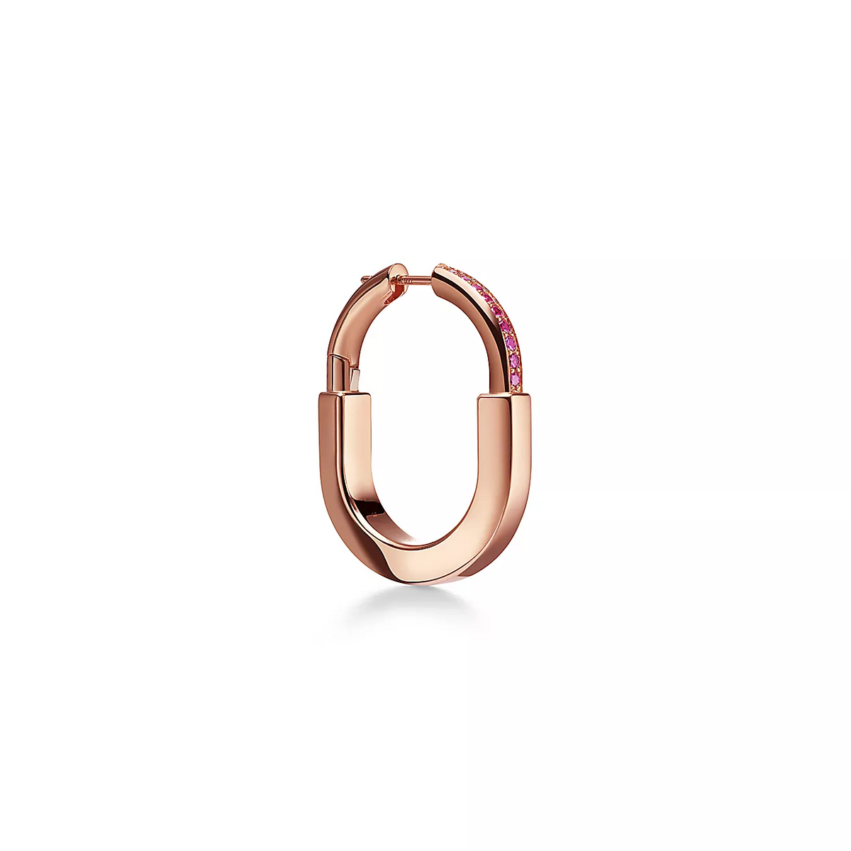 [Renovia Jewelry]LOCK MEDIUM PINK DIAMOND PINK GOLD EARRINGS