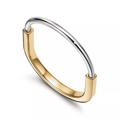 [Renovia Jewelry]LOCK BRACELET YELLOW AND WHITE GOLD