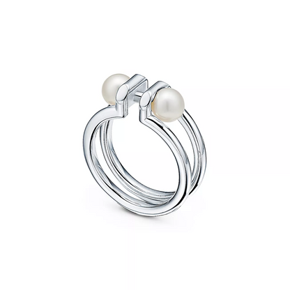 [Renovia Jewelry]DOUBLE PEARL SILVER RING