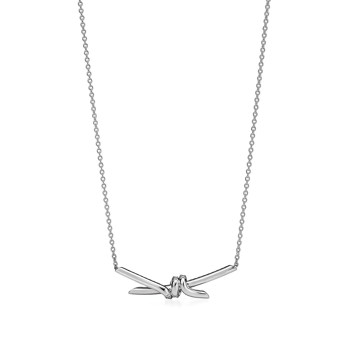 [Renovia Jewelry]KNOT PENDANT SILVER DIAMOND NECKLACE