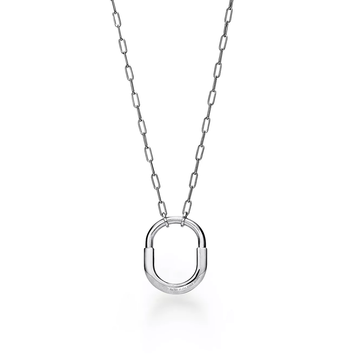 [Renovia Jewelry]LOCK NECKLACE MEDIUM PENDANT SILVER PAVED DIAMONDS
