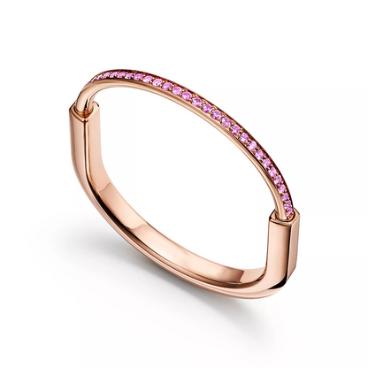 [Renovia Jewelry]LOCK BRACELET ROSE DIAMOND PINK GOLD