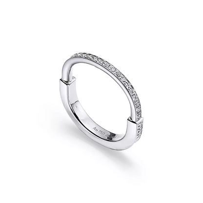 [Renovia Jewelry]LOCK RING SILVER DIAMOND PAVED