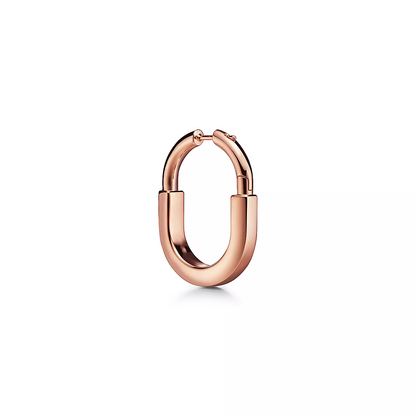 [Renovia Jewelry]LOCK MEDIUM PINK DIAMOND PINK GOLD EARRINGS